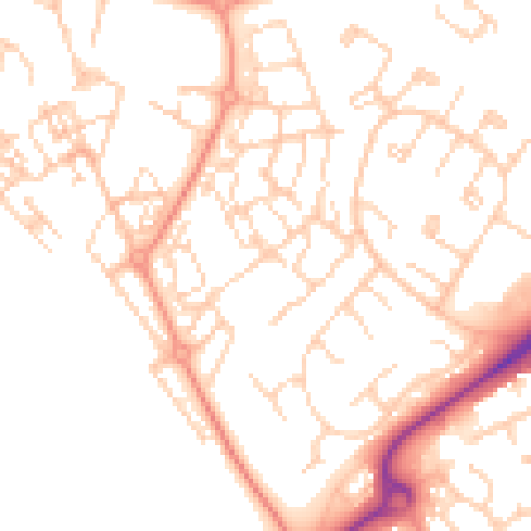 Daytime road noise heatmap for HP19 7FQ