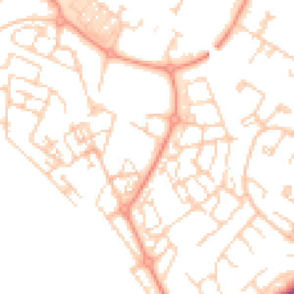 Daytime road noise heatmap for HP19 7WD