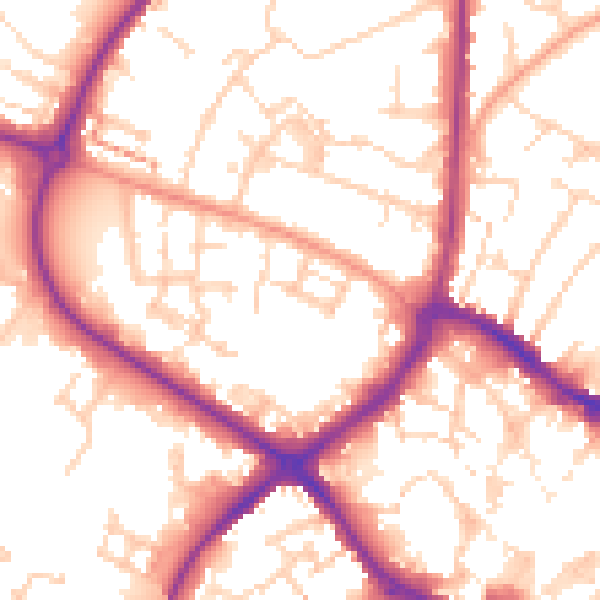 Daytime road noise heatmap for HP19 8AH