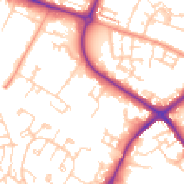 Daytime road noise heatmap for HP19 8DP