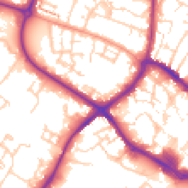 Daytime road noise heatmap for HP19 8EE