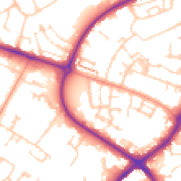 Daytime road noise heatmap for HP19 8FS