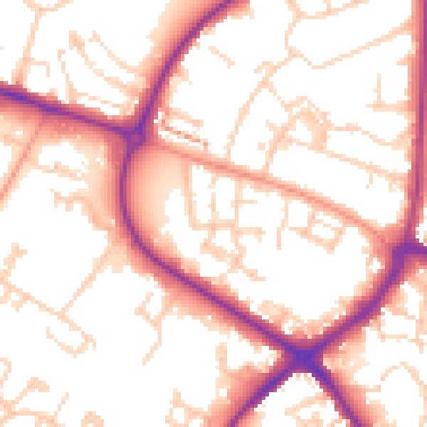 Daytime road noise heatmap for HP19 8FT