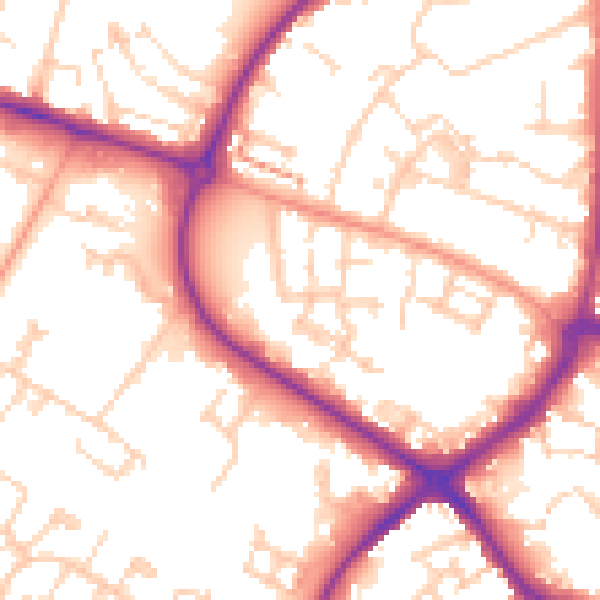 Daytime road noise heatmap for HP19 8FW