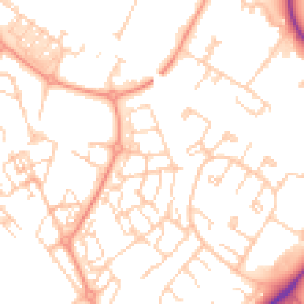 Daytime road noise heatmap for HP19 8GP