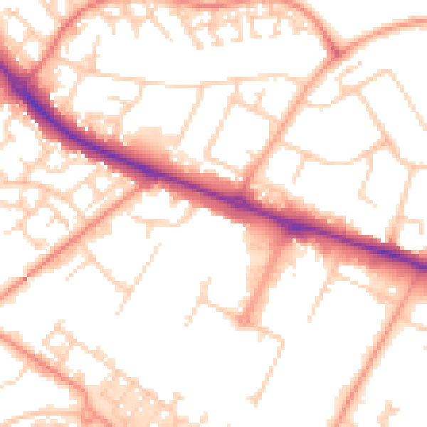 Daytime road noise heatmap for HP19 8HA