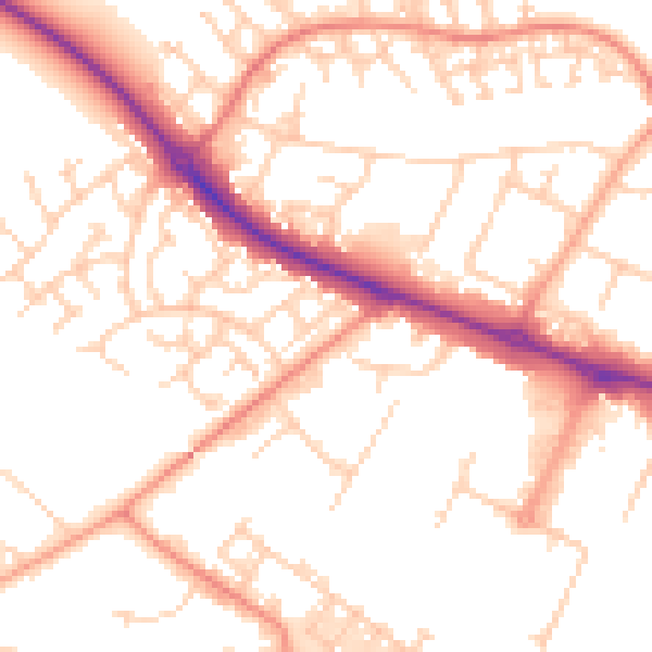 Daytime road noise heatmap for HP19 8JB