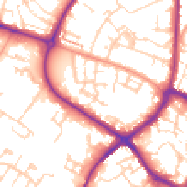Daytime road noise heatmap for HP19 8JL