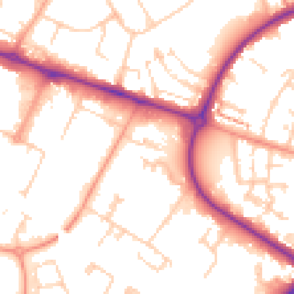 Daytime road noise heatmap for HP19 8JP