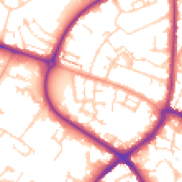 Daytime road noise heatmap for HP19 8JQ
