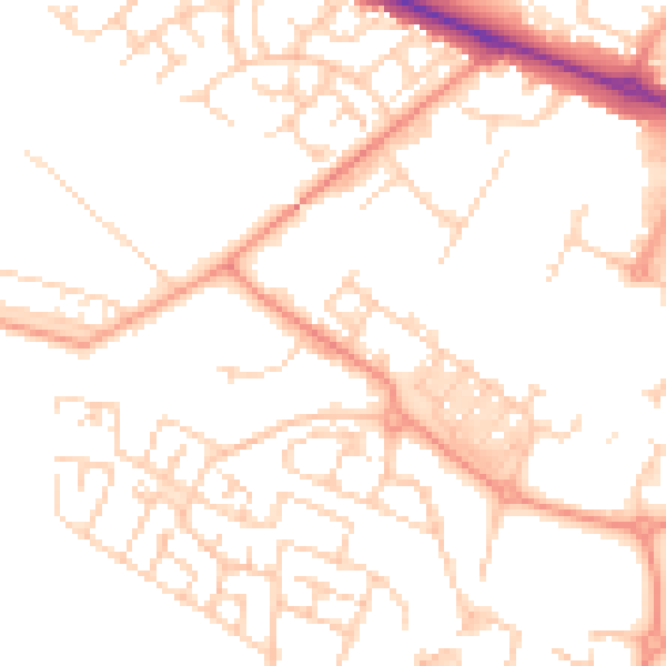 Daytime road noise heatmap for HP19 8JW