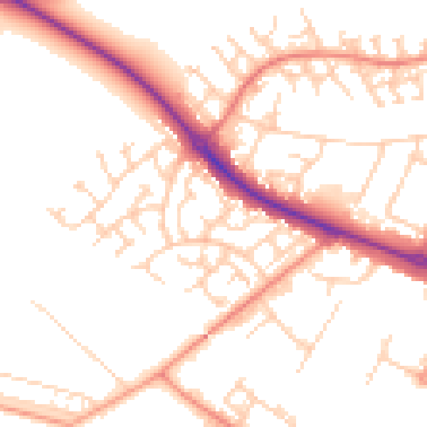 Daytime road noise heatmap for HP19 8LF