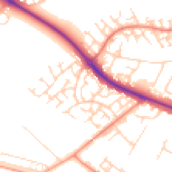 Daytime road noise heatmap for HP19 8LQ