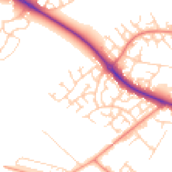 Daytime road noise heatmap for HP19 8NQ