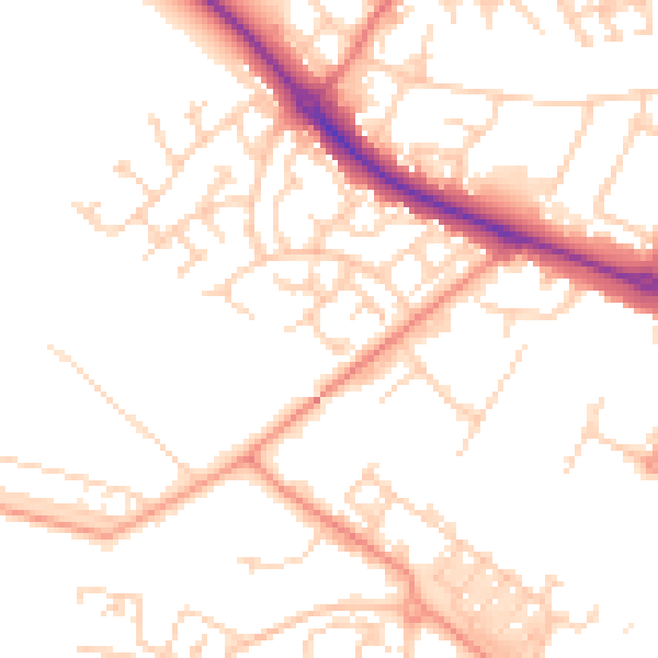Daytime road noise heatmap for HP19 8SD