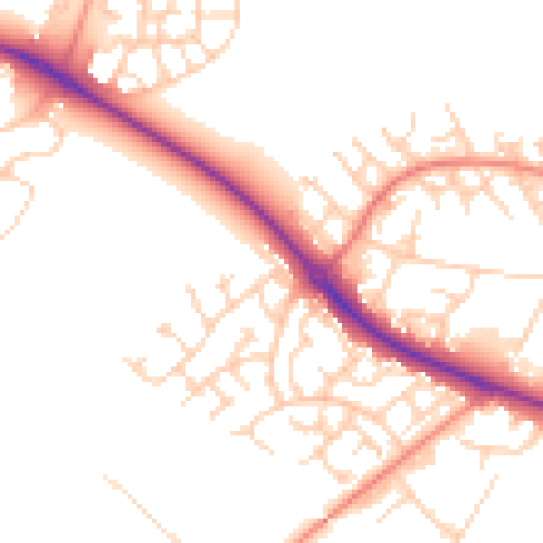 Daytime road noise heatmap for HP19 8SF
