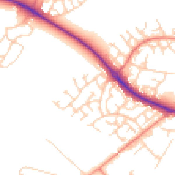 Daytime road noise heatmap for HP19 8SQ
