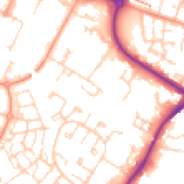 Daytime road noise heatmap for HP19 8UG
