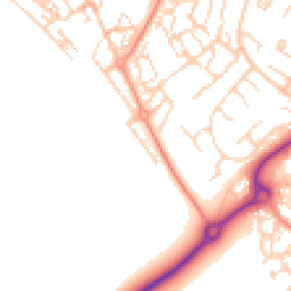 Daytime road noise heatmap for HP19 8WA