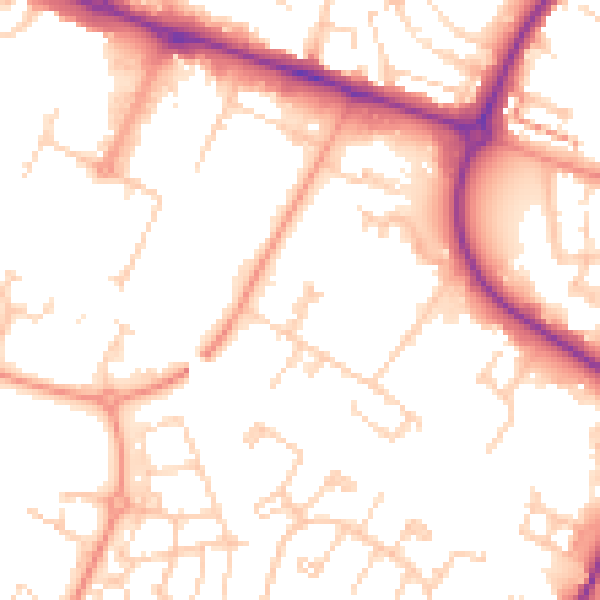 Daytime road noise heatmap for HP19 8XN