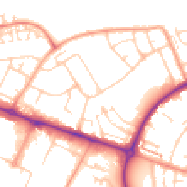 Daytime road noise heatmap for HP19 9AE