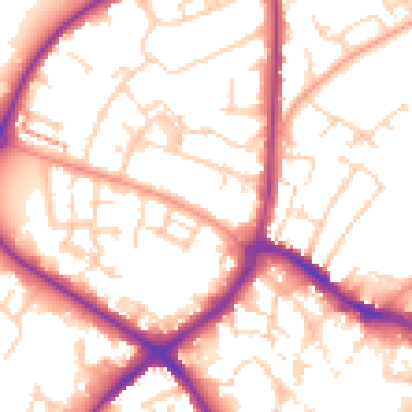 Daytime road noise heatmap for HP19 9AG
