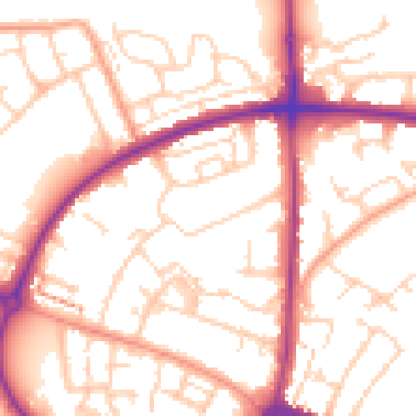 Daytime road noise heatmap for HP19 9EA