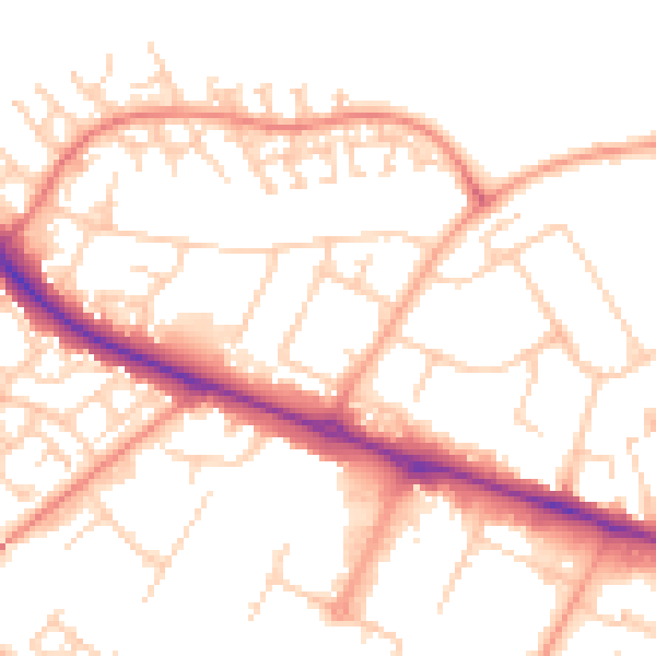 Daytime road noise heatmap for HP19 9HT