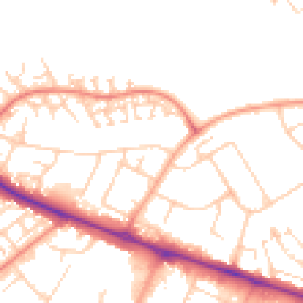 Daytime road noise heatmap for HP19 9HX