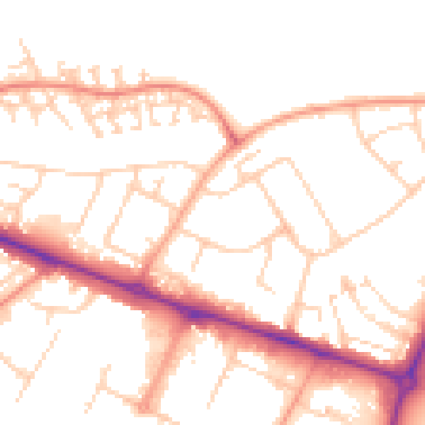 Daytime road noise heatmap for HP19 9JS