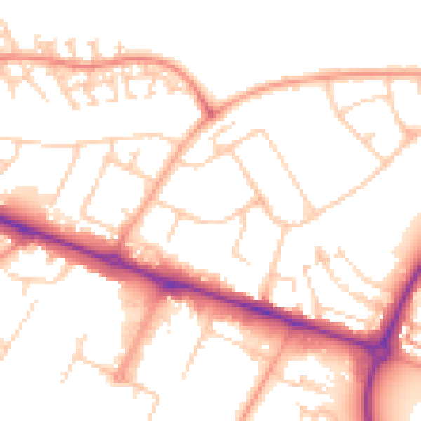 Daytime road noise heatmap for HP19 9JT