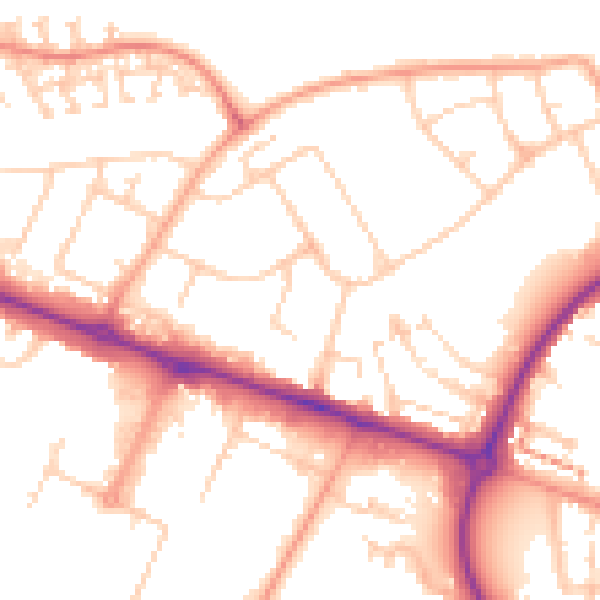 Daytime road noise heatmap for HP19 9JX