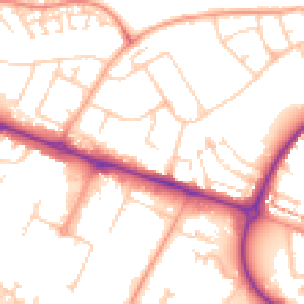 Daytime road noise heatmap for HP19 9JY