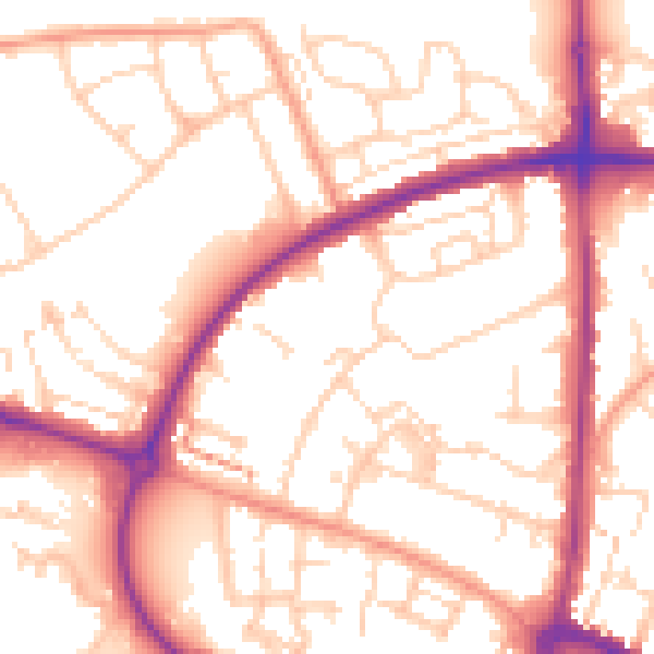 Daytime road noise heatmap for HP19 9NZ