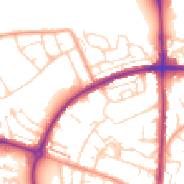 Daytime road noise heatmap for HP19 9PA