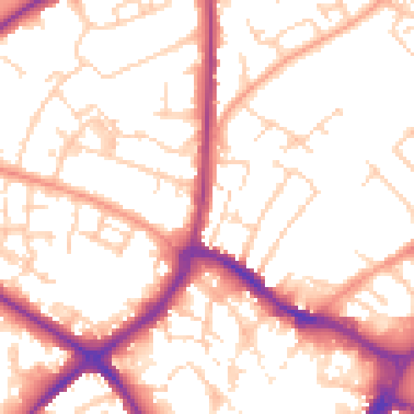 Daytime road noise heatmap for HP19 9PT