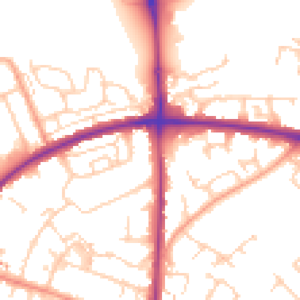 Daytime road noise heatmap for HP19 9QN