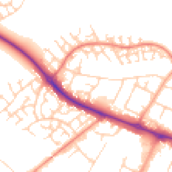 Daytime road noise heatmap for HP19 9TR