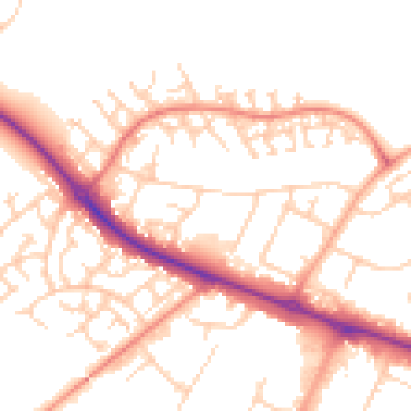 Daytime road noise heatmap for HP19 9TX