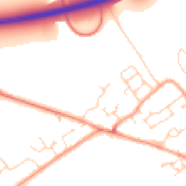 Daytime road noise heatmap for HP22 0AQ