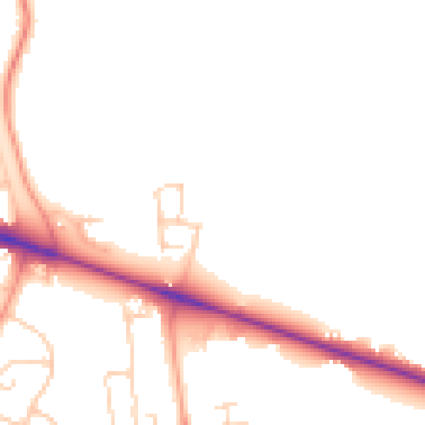 Daytime road noise heatmap for HP22 3BF