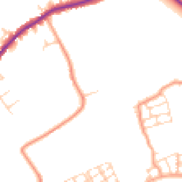 Daytime road noise heatmap for HP22 5AT