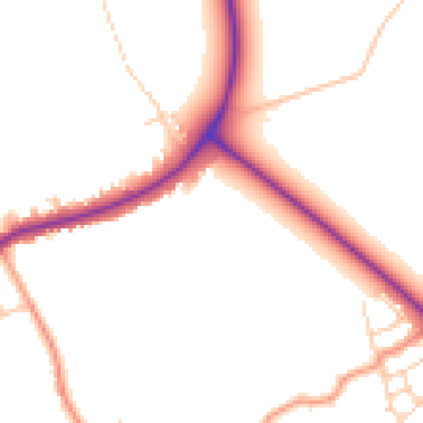Daytime road noise heatmap for HP22 5DY