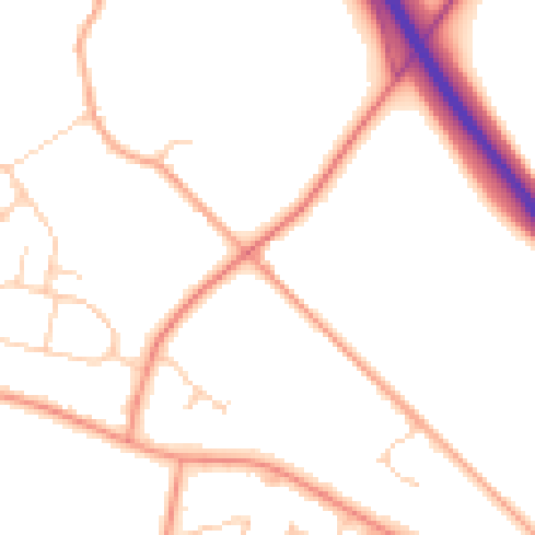 Daytime road noise heatmap for HP22 5LP