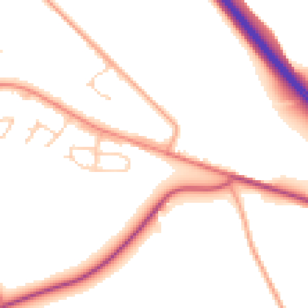 Daytime road noise heatmap for HP22 5LQ