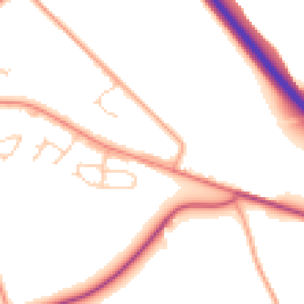Daytime road noise heatmap for HP22 5TL