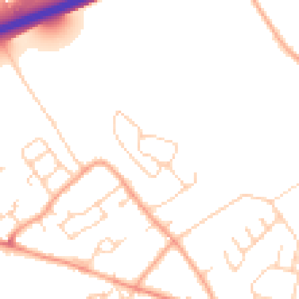 Daytime road noise heatmap for HP22 5WZ