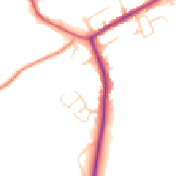 Daytime road noise heatmap for HP22 5XD