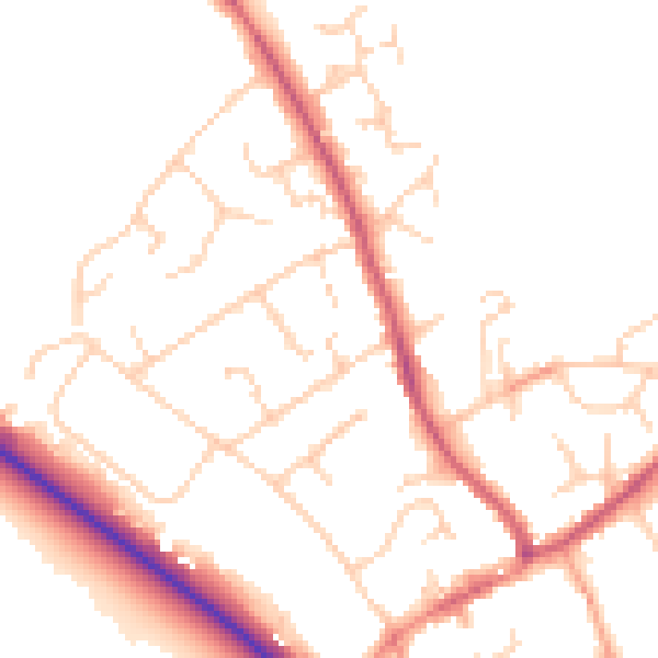 Daytime road noise heatmap for HP22 6DF