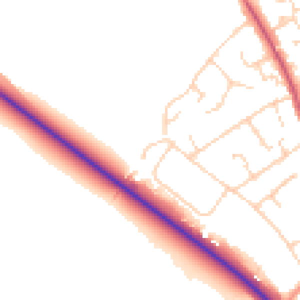 Daytime road noise heatmap for HP22 6DN